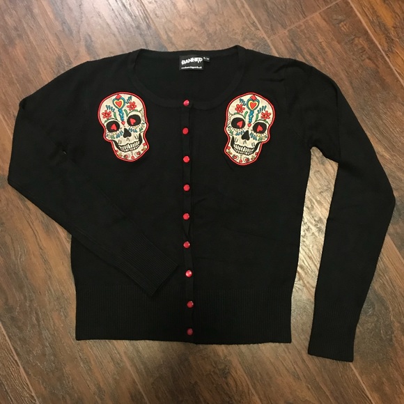 Banned Sweaters - Sugar Skull Black Cardigan